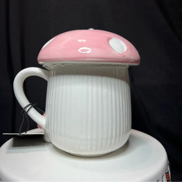 Cobwebs & Cauldrons Halloween Pink Polka Dot Mushroom Ghost Home Coffee Mug - Picture 4 of 12
